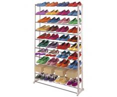 Étagère à chaussures rangement, métal/plastique, 140x25x72cm