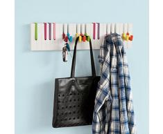 SoBuy FRG13-F Barre de support 16 crochets, Crochet porte-clés décoratif piano, patère, penderie mural, porte-manteau