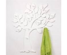 Porte-manteau mural en forme d'arbre, en panneau MDF, Blanc