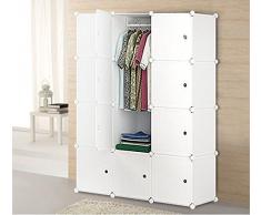 Szfmmy® 20 Box unité Cube DIY modulaire Vêtements étagère Chaussures Armoire Armoire Armoire rack de stockage étagère de rangement pour armoire 147*48*185 cm Plastique emboîtables