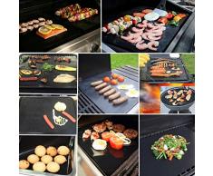 Barbecue grill Tapis – Lot de 2 Extra long (40 x 60 cm, Noir) et de cuisson antiadhésif Tapis de cuisson en téflon avec finition Surface Feuilles, durable et résistant à la chaleur jusqu'à 260 °C Fonctionne pour Electric