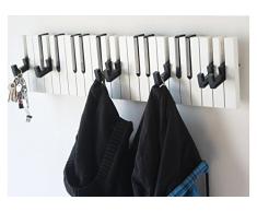 Porte Manteau Chapeau Luxe Design Loft Piano Musique Penderie Murale (Noir et Blanc, 60_cm)