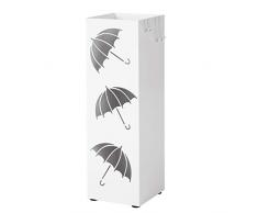 Songmics Porte parapluies en métal carré avec un plateau et crochets 15,5 x 49 x 15,5 cm blanc LUC26W