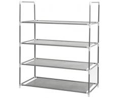 Compactor Home quatre étagères de rangement de chaussures Housse extérieure avec structure en métal, gris/beige