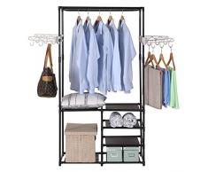 WOLTU SR0028-a Penderie à vêtement ,Portant à vêtements Porte-manteau vêtements rack, 87x44x158cm,Noir
