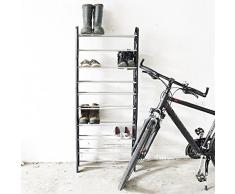 Relaxdays Niveau 10 Étagère à chaussures pour 30 paires de chaussures Solution de rangement avec poignées, en métal, noir