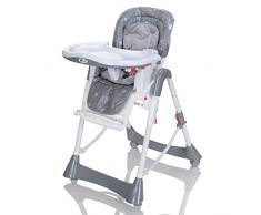 LCP Kids Chaise Haute Bébé et Enfant Réglable de Hauteur et Dossier, Pliante Inclinable avec Tablette - Gris