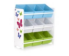Étagère de rangement pour enfant avec 9 bacs en tissu thème: Papillons.