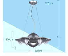 Lampe de chambre à coucher enfant créatif lustre UFO soucoupe volante LED le salon étudier lampe , silver