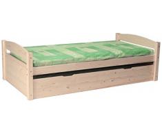 Weber Industries 23871 Maxime Lit Gigogne Bois Naturel 200 x 100 x 60 cm