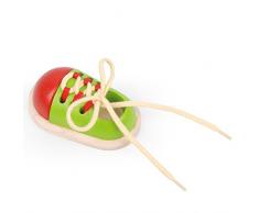 PlanToys - PT5319 - Jouet en bois - Jeu déveil - Chaussure à Lacer