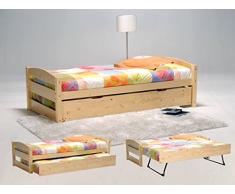 Weber Industries 21222Z Thomas Lit Gigogne avec Sommier Vernis Naturel 210,5 x 100 x 60 cm