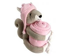 Comptoir du linge Ecureuil/Plaid Peluche Enfant Rose 75 x 100 cm