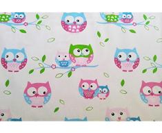 Vizaro - RIDEAUX pour CHAMBRE de BÉBÉ / ENFANT (2x) Set (2x) - 100% COTON - Fabriqué en UE avec contrôle des substances dangeureuses - PRODUIT SÛR : Le bébé peut le sucer sans risque - Collection Hiboux