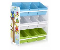 Étagère de rangement pour enfant avec 9 bacs en tissu Motif hiboux