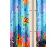 Rideaux d'eau du monde - Ensemble de 2 panneaux de rideau pour une pépinière bébé ou un bambin ou enfants Chambre - 48 "x 60" panneaux - Blackout Poly Satin Tissu