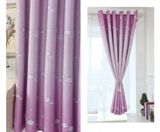 yiyida Rose avec motif Cloud Enfant Rideau occultant à isolation thermique Rideau pour chambre 1 m x 2 m 2 panneaux, rose, 1m width x 2m drop