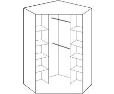 2 porte 8 Étagère avec 2 Portes Miroir Armoire d'Angle – En noyer et finition noir brillant – 8 Étagère et penderie étagère intermédiaire – Emballage à plat pour un Assemblage chez soi......