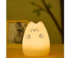 Mystery LED Portable Silicone Multi Color lampe de nuit Petit Lampe Enfant Lampe Table avec Warm White & 7-Color Respiration double Modes Lumière, Contrôle du robinet Sensitive pour bébé Adultes Chambre (Fortune Cat)