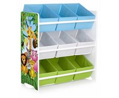 Étagère de rangement pour enfant avec 9 bacs en tissu Motif Les Animaux
