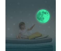 Glow en lune foncé autocollant lumiere lumineuse fluorescente Pépinière Enfants Bébé Home Salon Chambre parc dattractions jouet magasin de bande dessinée décoration décalque murales Papier Peint, 30 x 30 cm, Juane