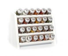 Gald Poland - Étagère à Épices Libre ou Mural Pour 24 Flacons d'Épices- Produit Européen - Blanc - Bouchon Mat