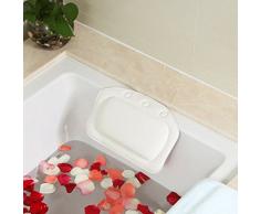 LQZ(TM) Bain Oreiller Doux Spa Appuie-tête Lavable Coussin Bain PVC Mousse Baignoire Ventouses (blanc)