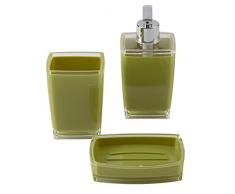 Set de 3 accessoires Salle de bain Plastique Vert
