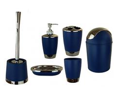 6 pièces de salle de bain salle de bains Accessoires Set Distributeur de Savon Porte Brosse WC Garnitur bleu
