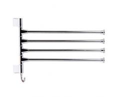 porte serviette mural en acier inoxydable 4 barres à rotule salle de bain Zetong serviette Rack cintre titulaire organisateur (argent) (4)