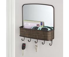 InterDesign 95930EU Twillo Miroir Mural et Rangement de Courrier pour Cuisine Couloir Entrée Bronze