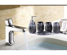 Bellabrunnen 5pcs Rétro élégante salle de bains Set résine Bath Accessoire Gravier design