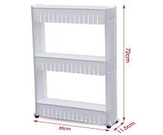 unho Cuisine 3 Étages diapositive de Tour de Rangement Pliable à Roulettes Chariot à roulette pour unité de rangement Tour de Rangement Cuisine Chambre amovible Rack étagère de salle de bain avec roues