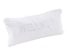 Coussin de bain Oreiller de bain en microfibre souple Inscription "Wellness" Oreiller pour baignoire Blanc Coussin de voyage à 2 ventouses Blanc env. 40 x 20 cm