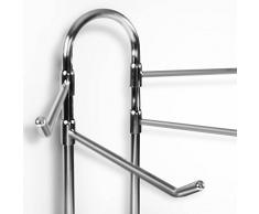 Porte serviette sur pied casa pura® Pacific | 4 barres mobiles de 36 cm | chrome | idéal salle de bain | 90 cm de haut