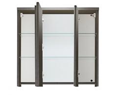 Trendteam ado50121 Meuble miroir salle de bain fumée Argent, L x H x P 80 x 72 x 21,5 cm