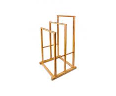 Relaxdays Porte-Serviettes sur pied support 3 Barres HxlxP : 82,5 x 42 x 42,5 cm en bambou salle de bain serviteur de chambre, nature