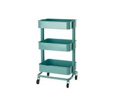 JM Chariot Roulant à 3 Étages Étagères De Rangement À Roulettes 46*34.5*77CM Pour Salon/ Salle De Bain/ Cuisine/ Salle à Manger (Vert)