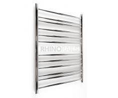 rhinorails 810 mm x 600 mm Ergo (à plat) 600 sèche-serviettes en acier inoxydable | pour radiateur de salle de bain finition en acier inoxydable poli | sortie eau Circulant Porte-serviette chauffant avec chaleur BTU 890 watts 258
