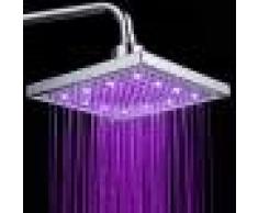 Pommeau De Douche Carré Lumineux LED à 3 Couleurs Change Selon Température