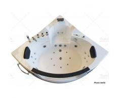 Baignoire balneo ouest-balnéo baignoire angle 140cm x 140cm x 62cm (3 LEDs 7 couleurs, 21 jets massants, blanche, rechauffeur, ozonateur, toute options) spa jacuzzi petite baignoire à bulle certification TUV allemande.