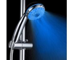 Bloomwin Douchette LED Pommeau de Douche Lumineuse 3 Jets 4 Couleurs en Fonction de la Temperature