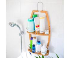 Relaxdays Ãtagère de salle de bain Rangement en bambou avec 2 niveaux HxlxP : 62 x 27,5 x 13 cm serviteur de douche à suspendre, nature