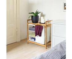 Relaxdays Panier à linge LINEA coffre pliable en bambou Corbeille lessive salle bain 40L 77 x 69,5 x 36 cm compartiments, nature