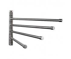 Barres porte-serviettes en acier inox Support serviette mural salle de bain Rack serviettes 4 Barres mobiles à rotule portable Lavabo Cuisine Maison(Brossé)