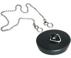 (Lot de 2)-Noir de lavabo en plastique Bouchon de baignoire 1 3/4 45 mm avec chaîne de 45 cm