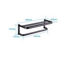 Auralum® Etagere Barre Porte Serviette Mural Salle de Bain de Corps de Cuivre pour Douche en Noir