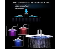 TANBURO douchette LED pommeau de douche lumineux Avec température Changement Automatique de 3-couleurs tête de douche carré aucune batterie requise, Normal Motif