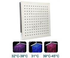 Pommeau de douche lumineux à LED indicateur de température Carré