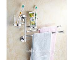 Accessoires de salle de bains ou cuisine,barre de serviette Mural Support de Rack de stockage,l'Organiser tous les étagère avec porte-serviettes chauffant et sèche-serviettes pivotant en laiton massif,barre de serviette Rack Verre